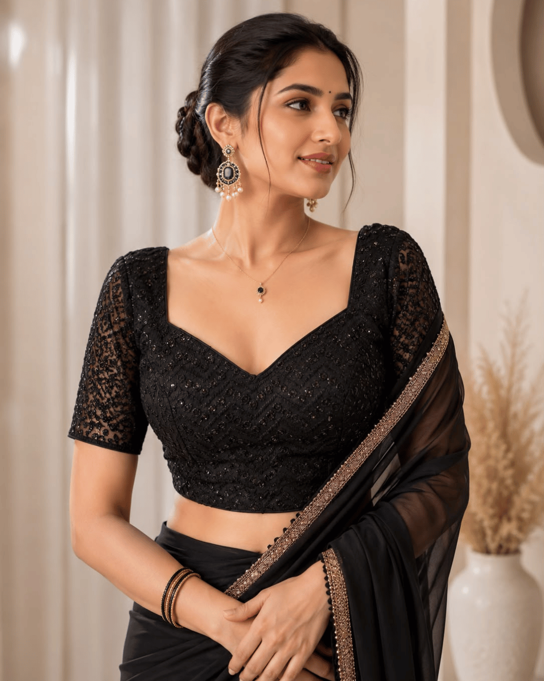 Black Sequin Blouse
